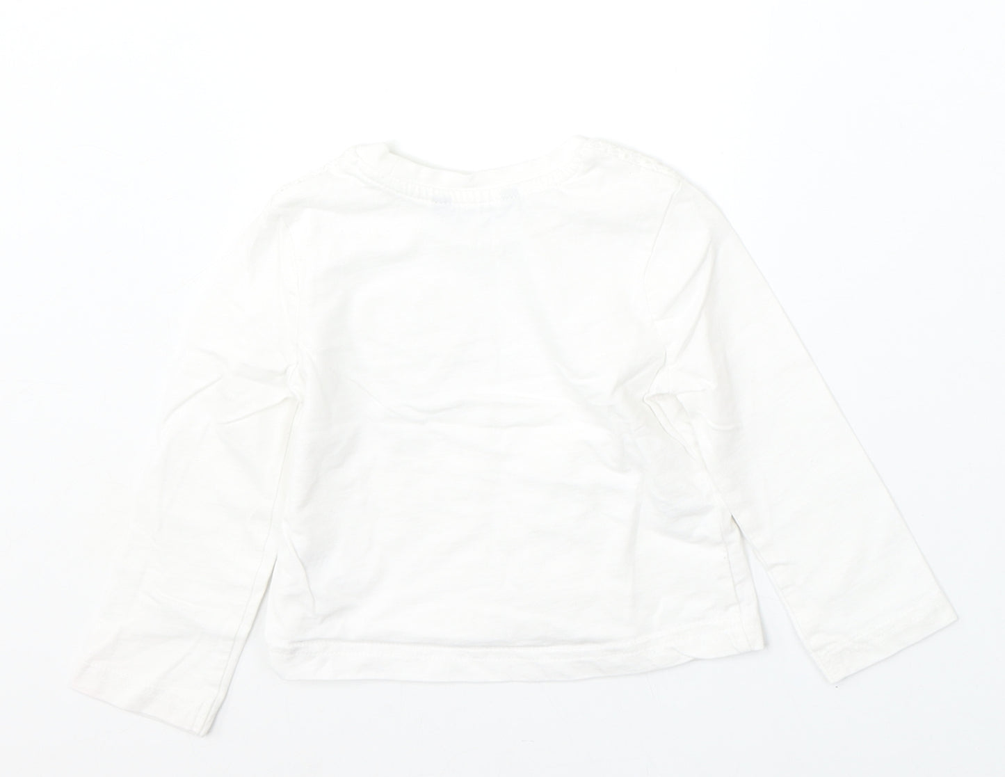 George Girls White  Cotton Basic T-Shirt Size 18-24 Months Round Neck