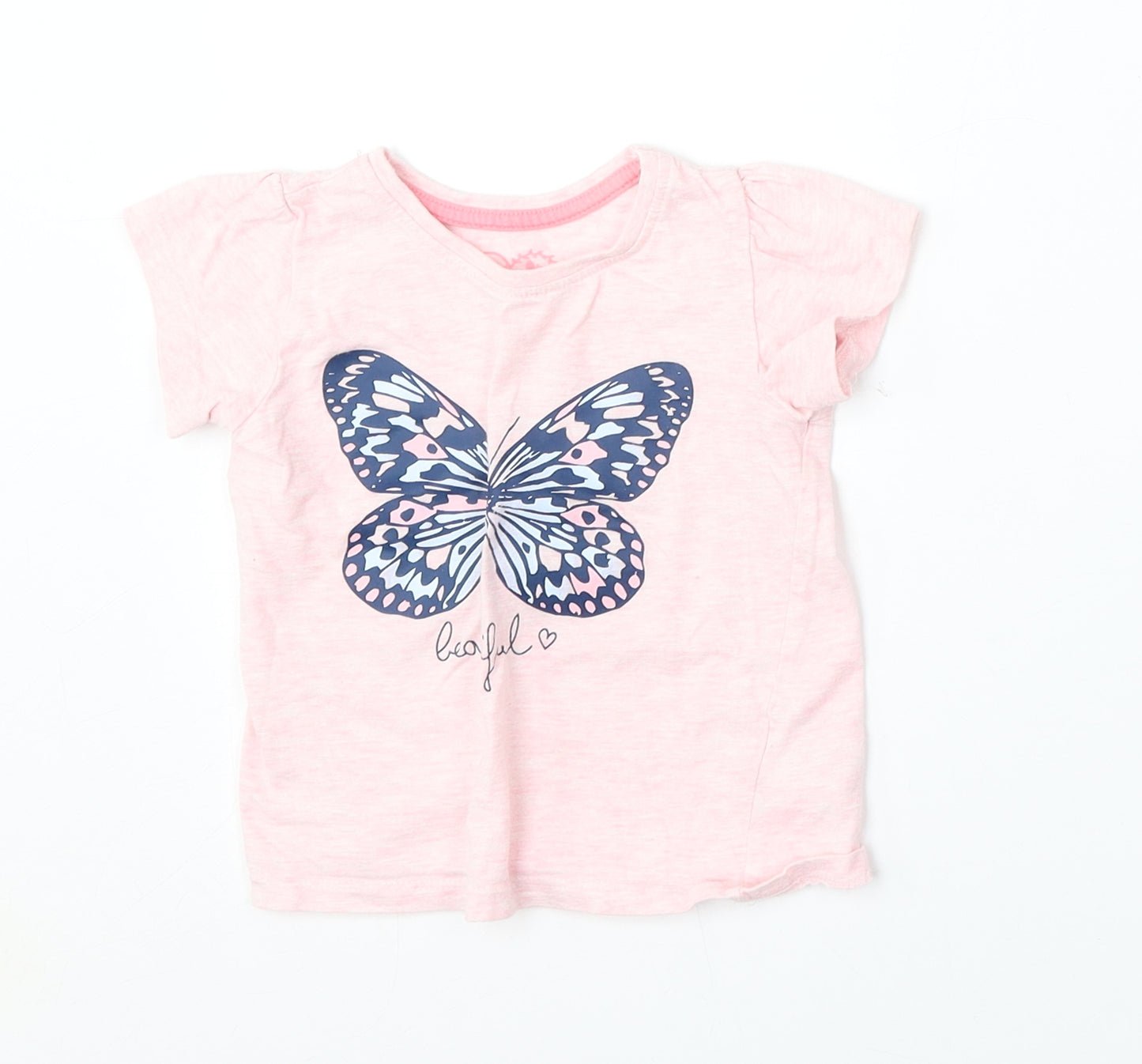 Young Dimension Girls Pink  Cotton Basic T-Shirt Size 18-24 Months Round Neck