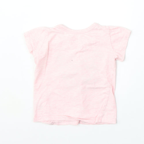 Young Dimension Girls Pink  Cotton Basic T-Shirt Size 18-24 Months Round Neck