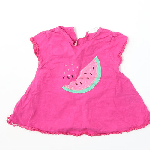 Mini Club Girls Pink  Cotton Basic T-Shirt Size 18-24 Months Round Neck
