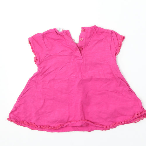Mini Club Girls Pink  Cotton Basic T-Shirt Size 18-24 Months Round Neck