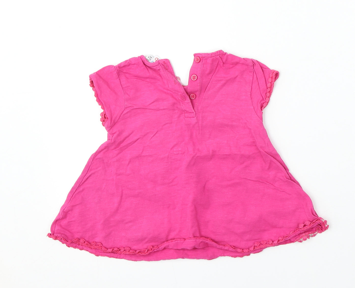 Mini Club Girls Pink  Cotton Basic T-Shirt Size 18-24 Months Round Neck