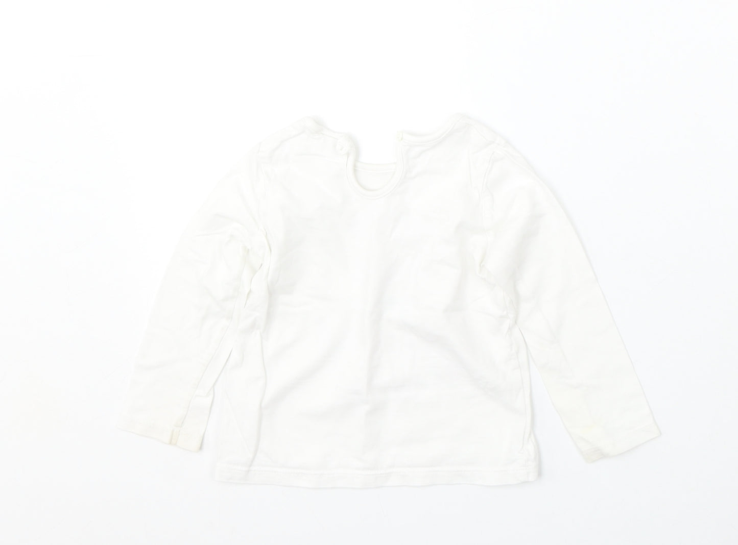 F&F Girls White  Cotton Basic T-Shirt Size 12-18 Months Round Neck