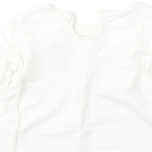 F&F Girls White  Cotton Basic T-Shirt Size 12-18 Months Round Neck