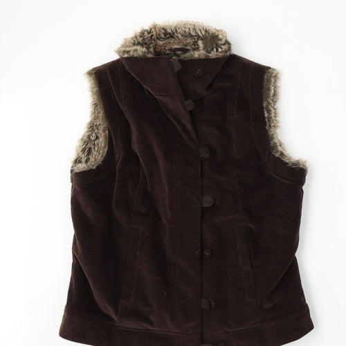 Monsoon Womens Brown   Gilet Jacket Size 14  Zip