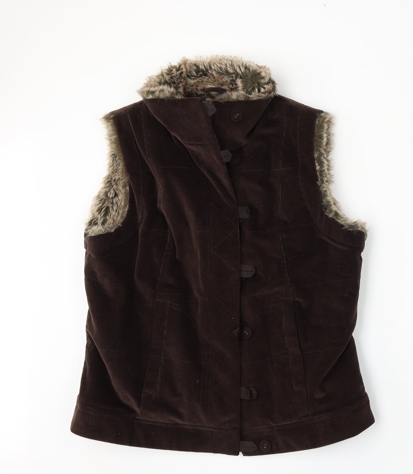 Monsoon Womens Brown   Gilet Jacket Size 14  Zip