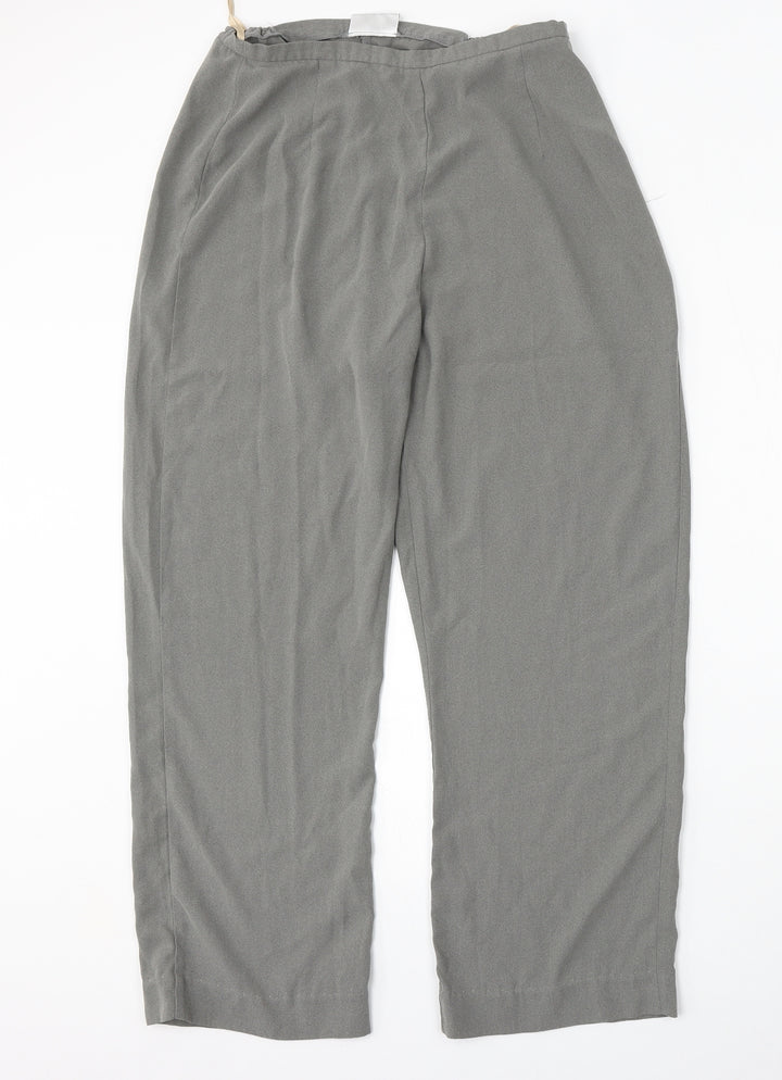 BHS Womens Grey Polyester Trousers Size 14 L28 in Regular