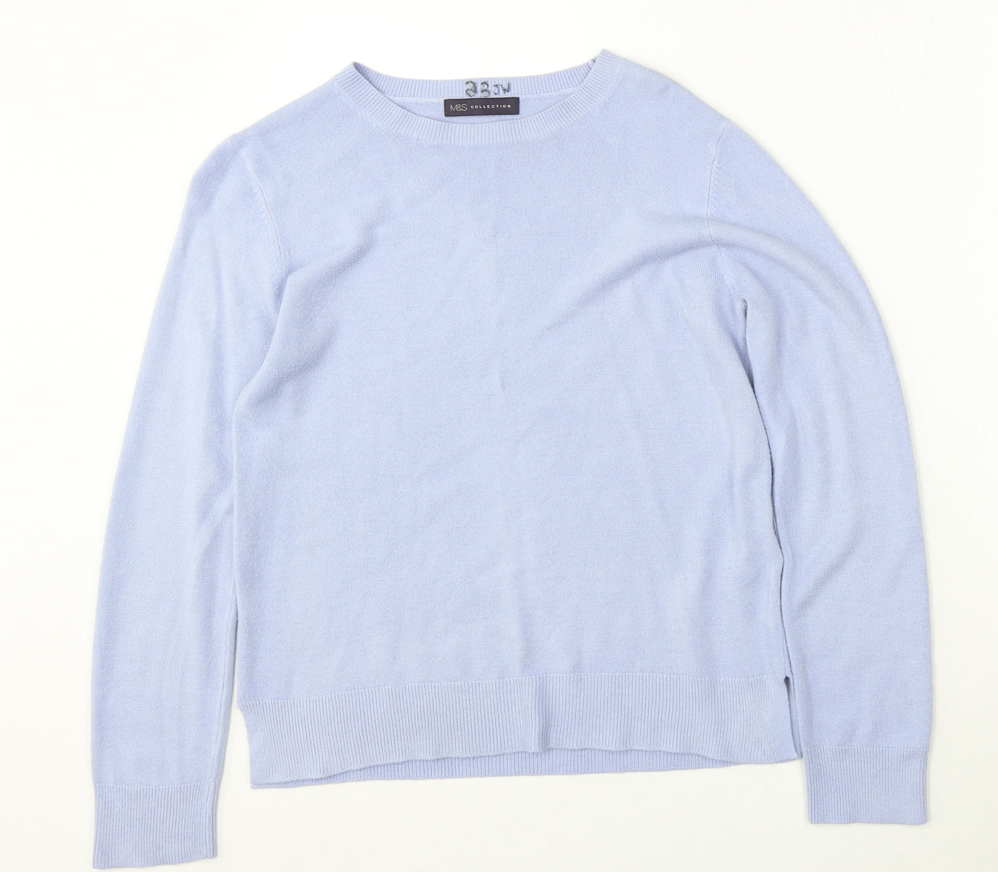 Marks and Spencer Womens Blue Round Neck  Acrylic Pullover Jumper Size 12