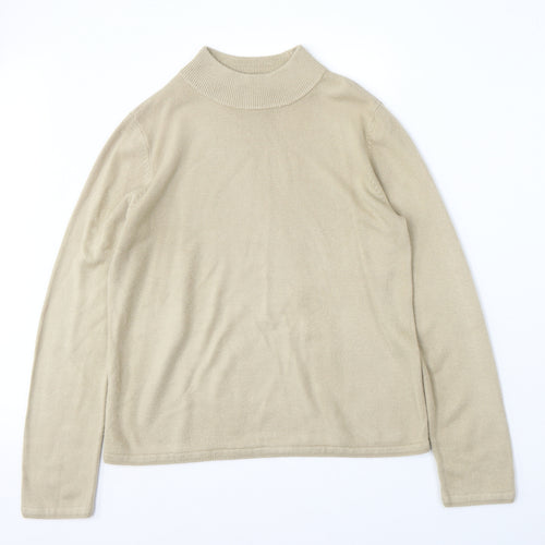 BM Collection Womens Beige Round Neck  Acrylic Pullover Jumper Size S