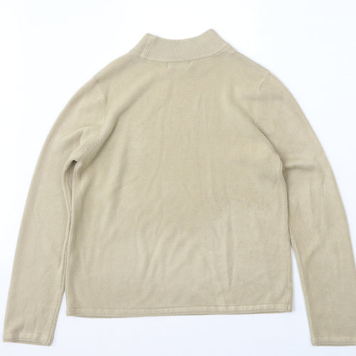 BM Collection Womens Beige Round Neck  Acrylic Pullover Jumper Size S