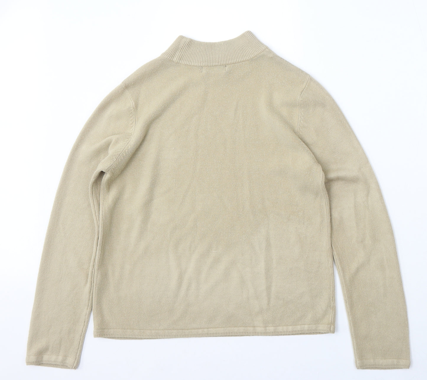 BM Collection Womens Beige Round Neck  Acrylic Pullover Jumper Size S