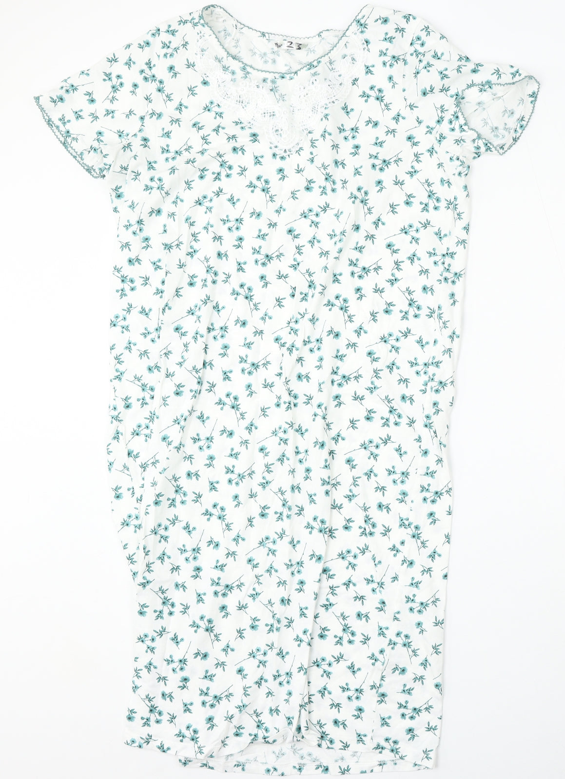 Bonmarché Womens White Floral Cotton T-Shirt Dress  Size 12  Round Neck