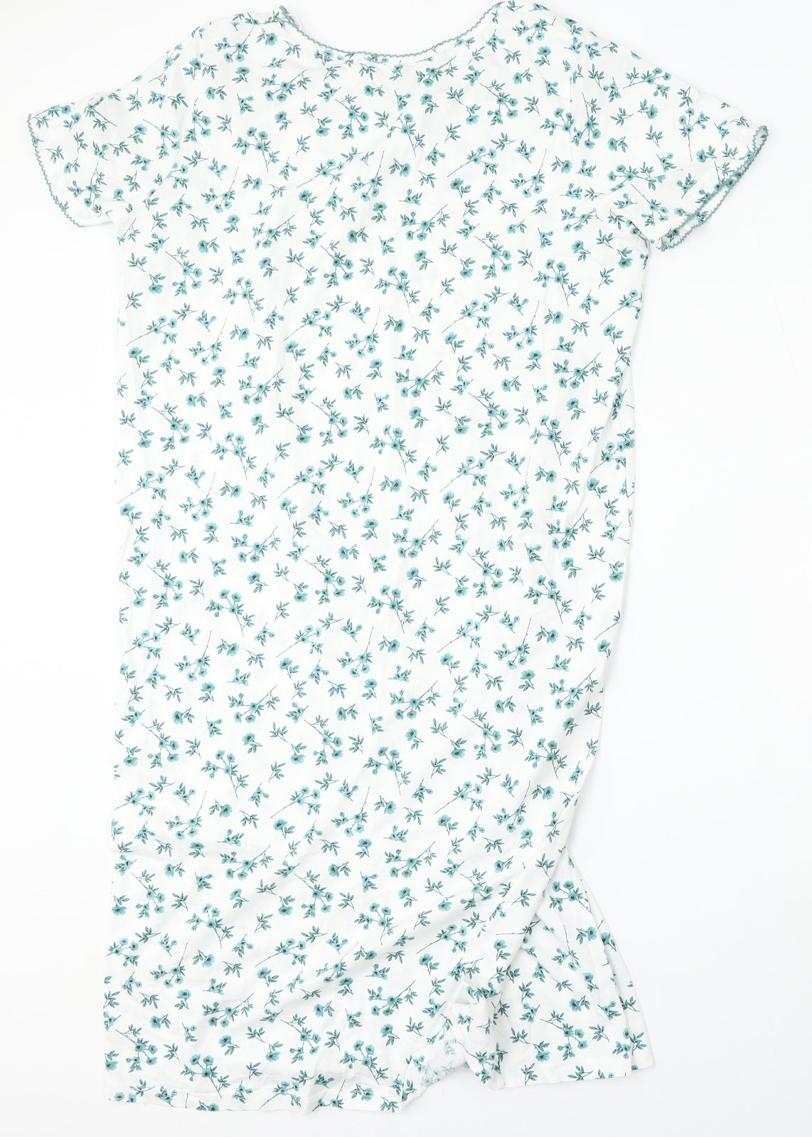Bonmarché Womens White Floral Cotton T-Shirt Dress  Size 12  Round Neck