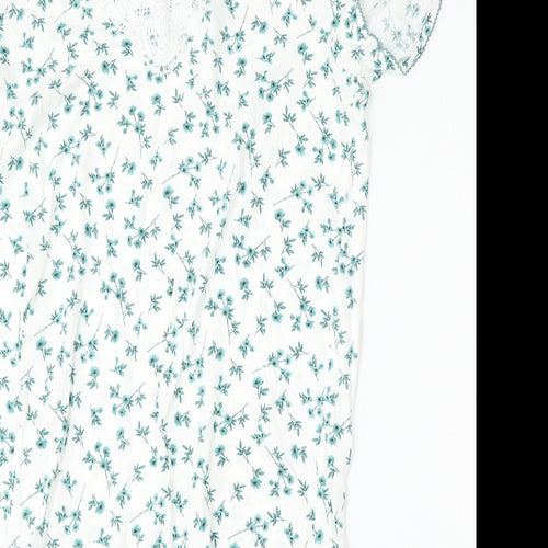 Bonmarché Womens White Floral Cotton T-Shirt Dress  Size 12  Round Neck