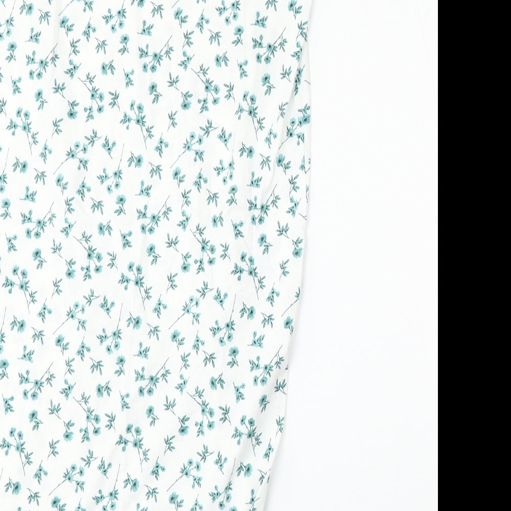 Bonmarché Womens White Floral Cotton T-Shirt Dress  Size 12  Round Neck