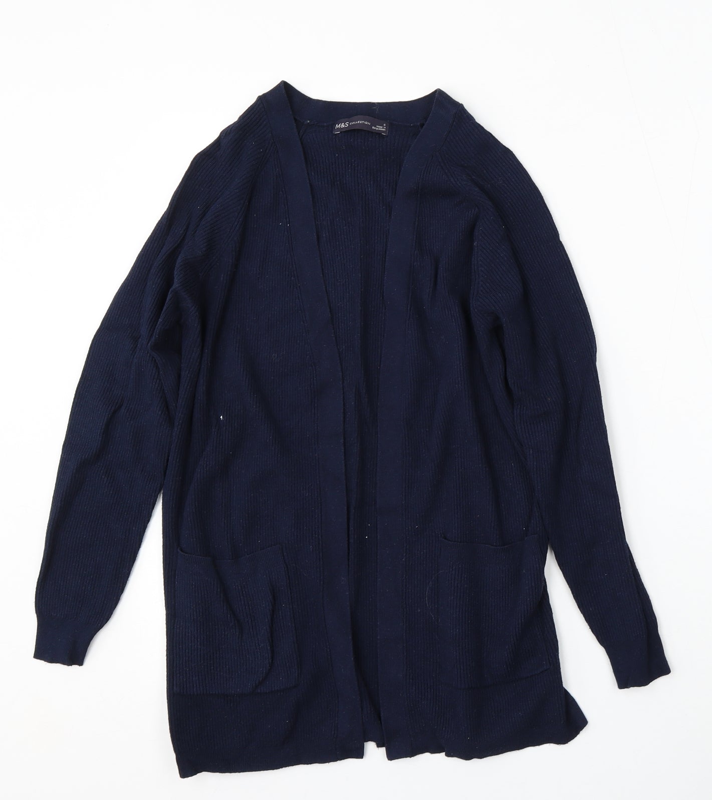 Marks and Spencer Womens Blue V-Neck  Viscose Cardigan Jumper Size S