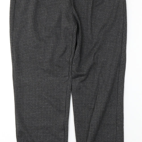 Marks and Spencer Womens Grey Houndstooth Viscose Trousers  Size 10 L26 in Regular