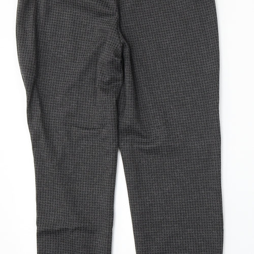 Marks and Spencer Womens Grey Houndstooth Viscose Trousers  Size 10 L26 in Regular