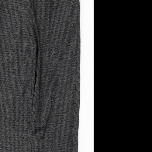 Marks and Spencer Womens Grey Houndstooth Viscose Trousers  Size 10 L26 in Regular