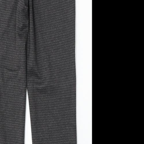 Marks and Spencer Womens Grey Houndstooth Viscose Trousers  Size 10 L26 in Regular