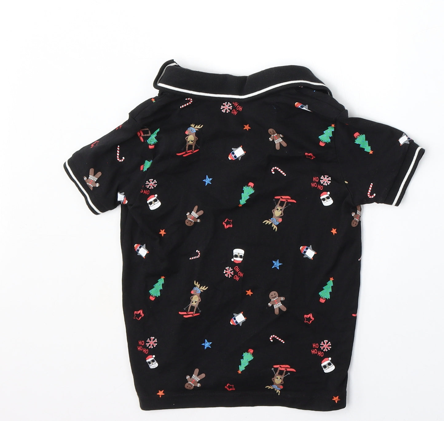 Nutmeg Boys Black Geometric Cotton Basic Polo Size 3-4 Years Collared  - christmas