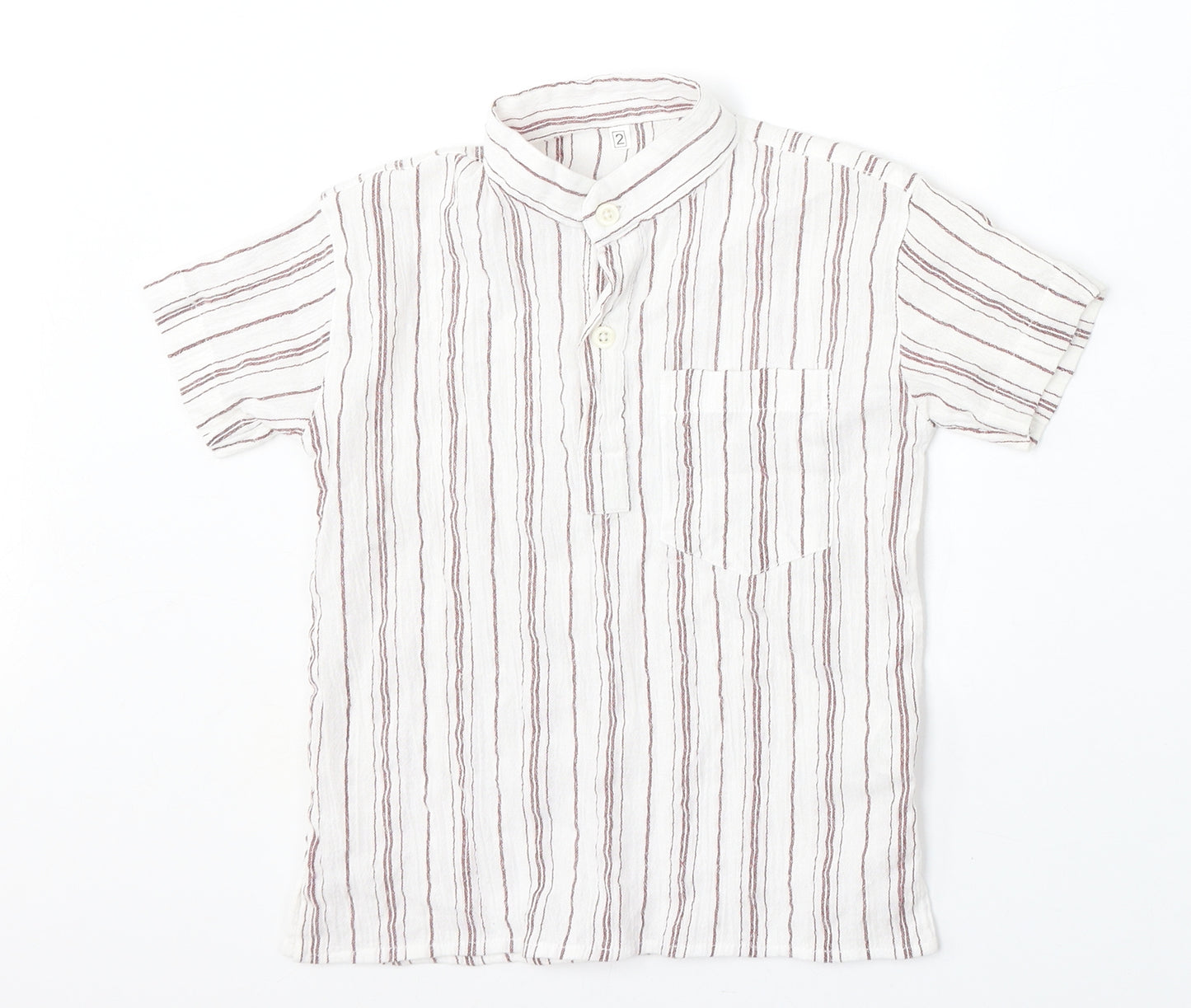 Di Fa Baby White Striped Cotton Basic Polo Size 24 Months Collared Button