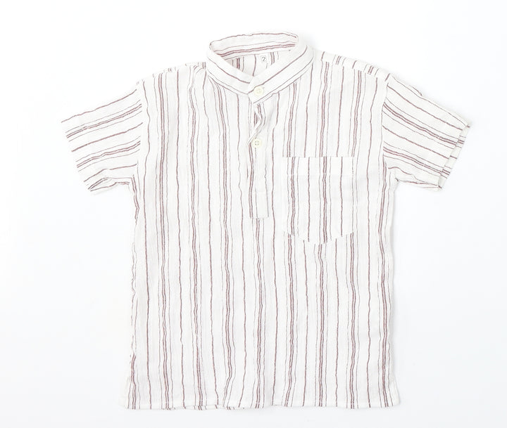 Di Fa Baby White Striped Cotton Basic Polo Size 24 Months Collared Button