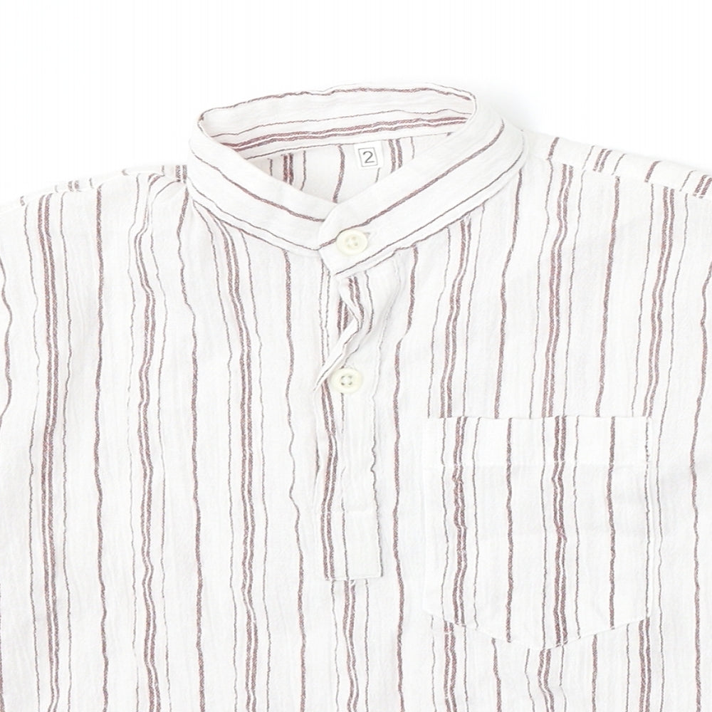 Di Fa Baby White Striped Cotton Basic Polo Size 24 Months Collared Button