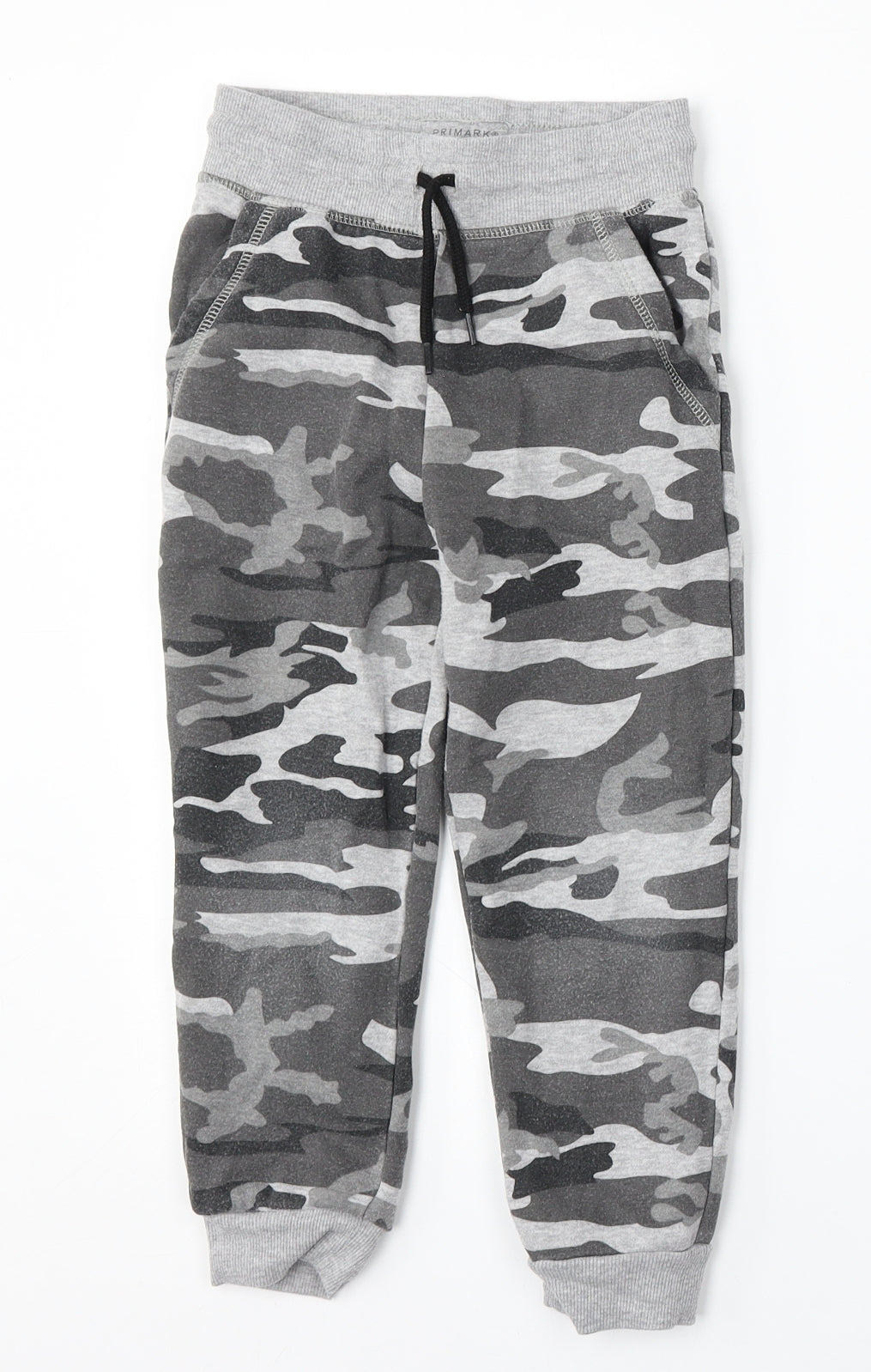 Primark Boys Grey Camouflage Cotton Jogger Trousers Size 4-5 Years  Regular