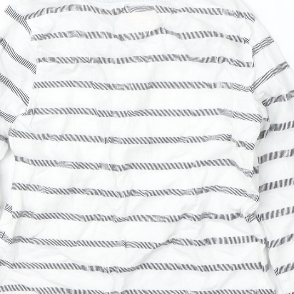 F&F Boys White Striped Cotton Basic T-Shirt Size 3-4 Years Round Neck