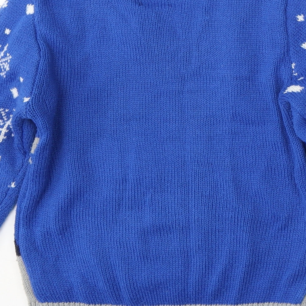 George Boys Blue Round Neck  Acrylic Pullover Jumper Size 4-5 Years