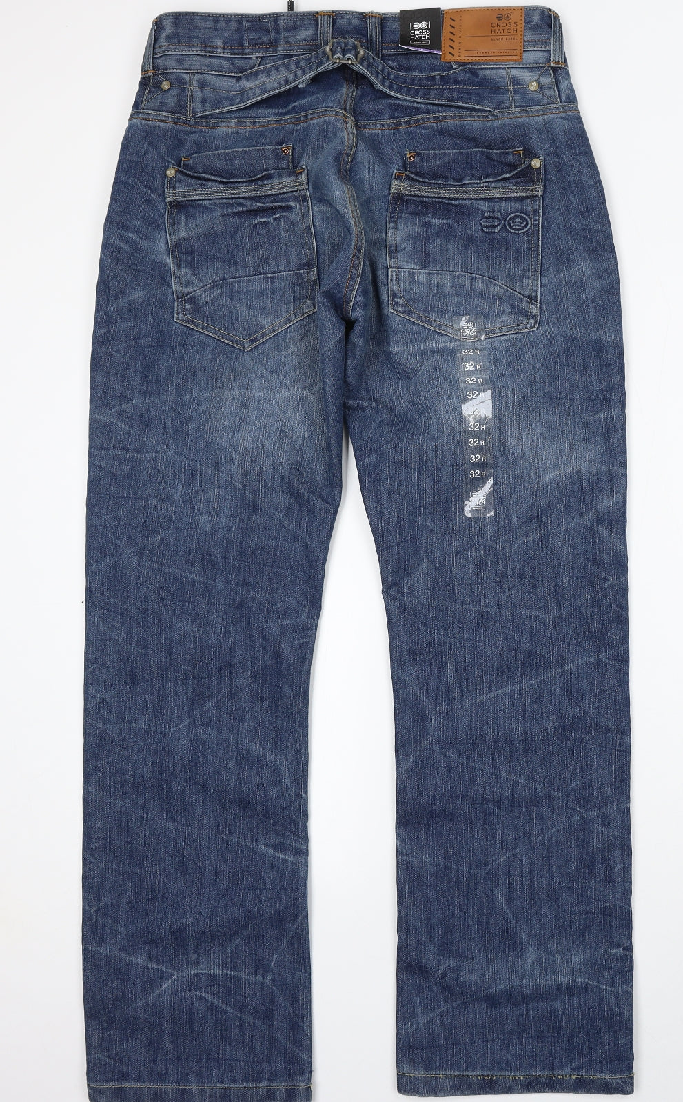 Crosshatch Mens Blue  Cotton Straight Jeans Size 32 L32 in Regular Button