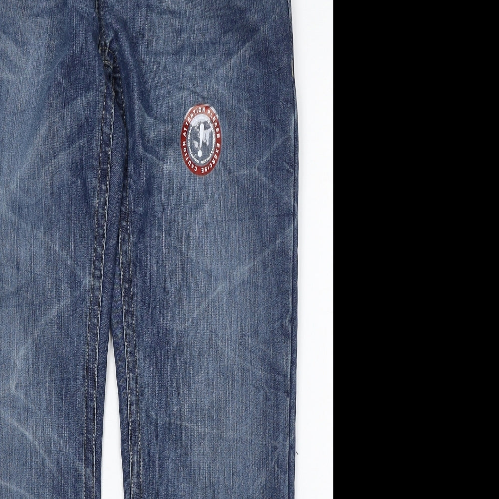 Crosshatch Mens Blue  Cotton Straight Jeans Size 32 L32 in Regular Button