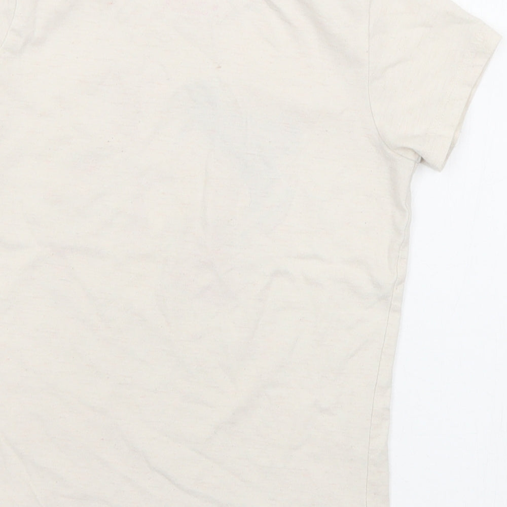 Primark Girls Ivory  Cotton Basic T-Shirt Size 7-8 Years Crew Neck  - Unicorn