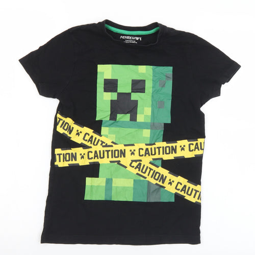 Matalan Boys Black  Cotton Basic T-Shirt Size 10 Years Crew Neck  - Minecraft