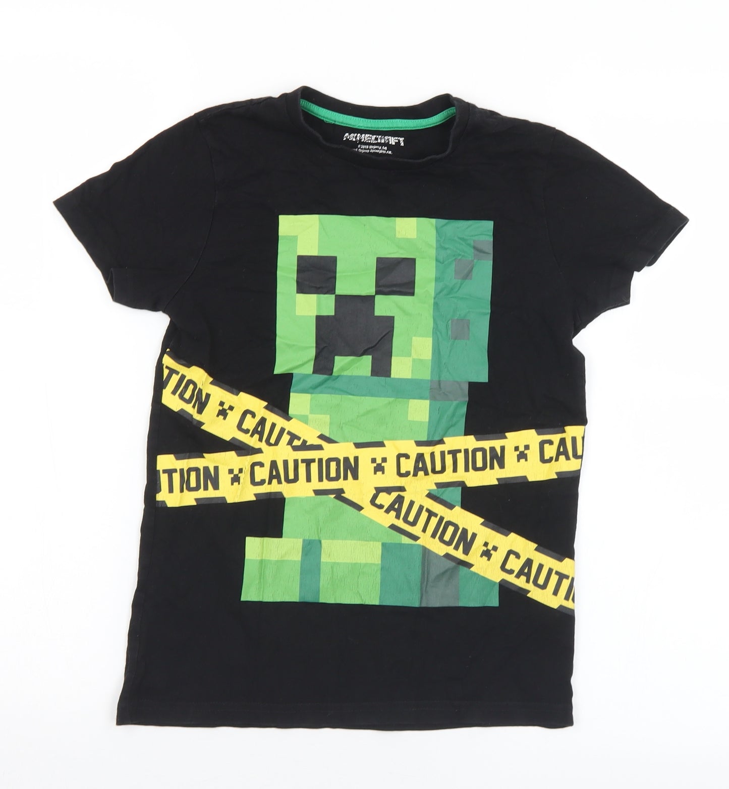Matalan Boys Black  Cotton Basic T-Shirt Size 10 Years Crew Neck  - Minecraft