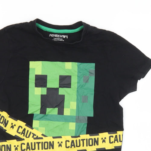 Matalan Boys Black  Cotton Basic T-Shirt Size 10 Years Crew Neck  - Minecraft