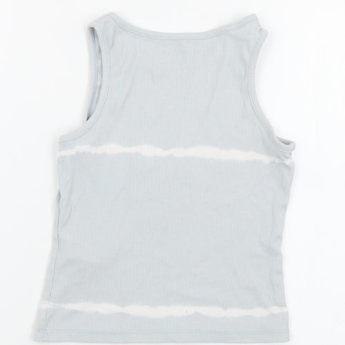 Primark Girls Blue  Cotton Basic Tank Size 7-8 Years Round Neck  - Day dreamer