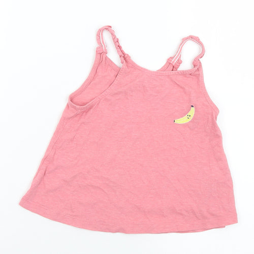 Marks and Spencer Girls Pink  Cotton Camisole T-Shirt Size 6-7 Years Round Neck  - Banana
