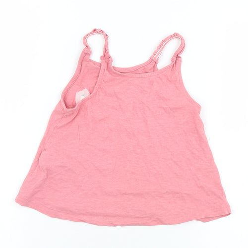 Marks and Spencer Girls Pink  Cotton Camisole T-Shirt Size 6-7 Years Round Neck  - Banana
