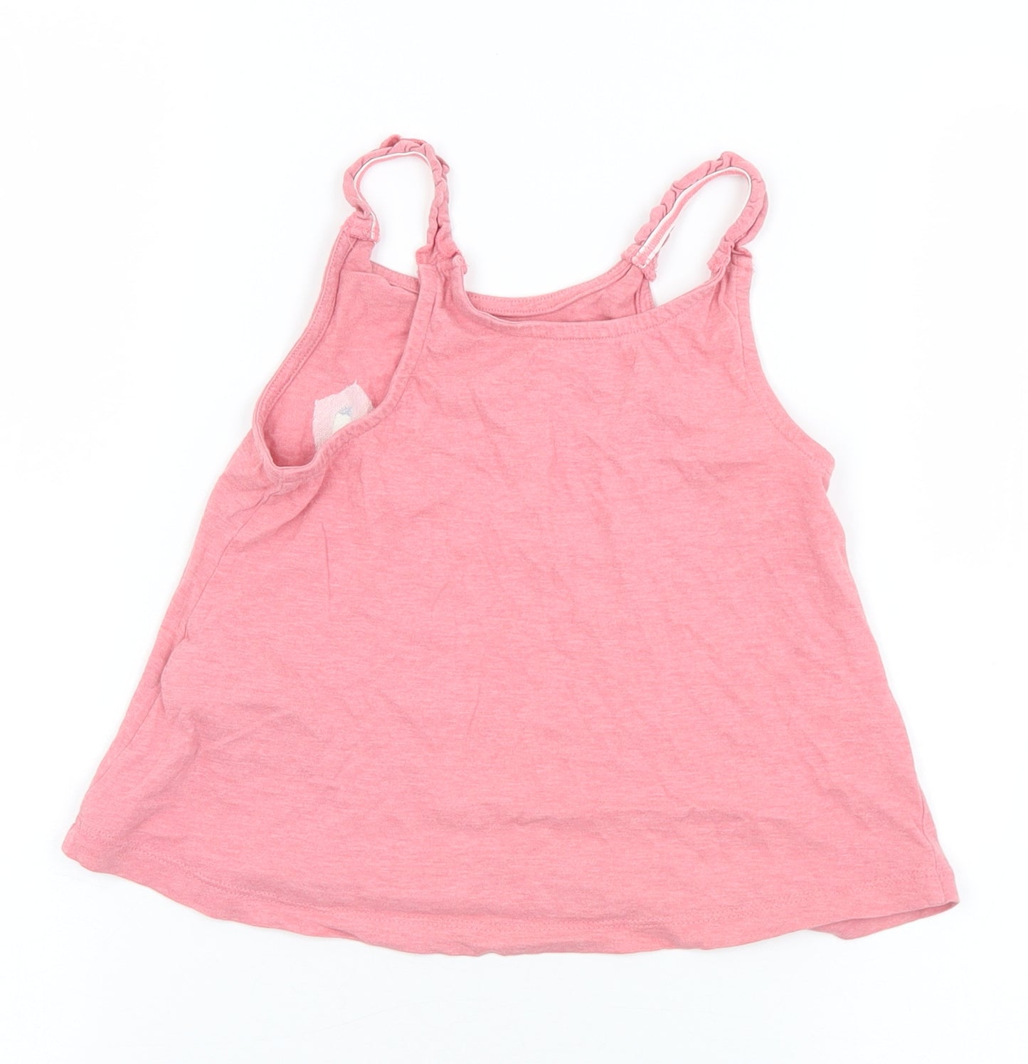 Marks and Spencer Girls Pink  Cotton Camisole T-Shirt Size 6-7 Years Round Neck  - Banana
