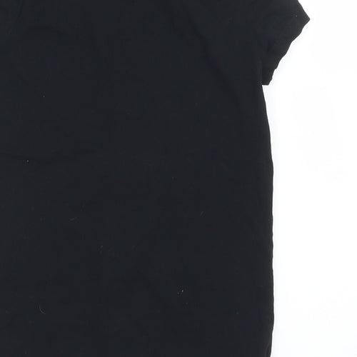 George Girls Black  Cotton Basic T-Shirt Size 4-5 Years Crew Neck  - Pudsey