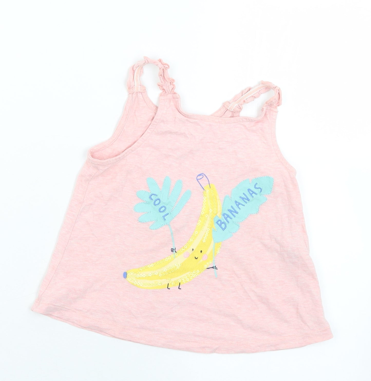 Marks and Spencer Girls Pink  Cotton Camisole Tank Size 6-7 Years Round Neck  - Banana