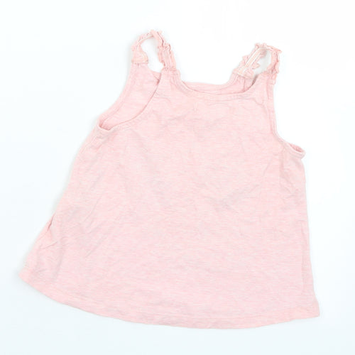 Marks and Spencer Girls Pink  Cotton Camisole Tank Size 6-7 Years Round Neck  - Banana