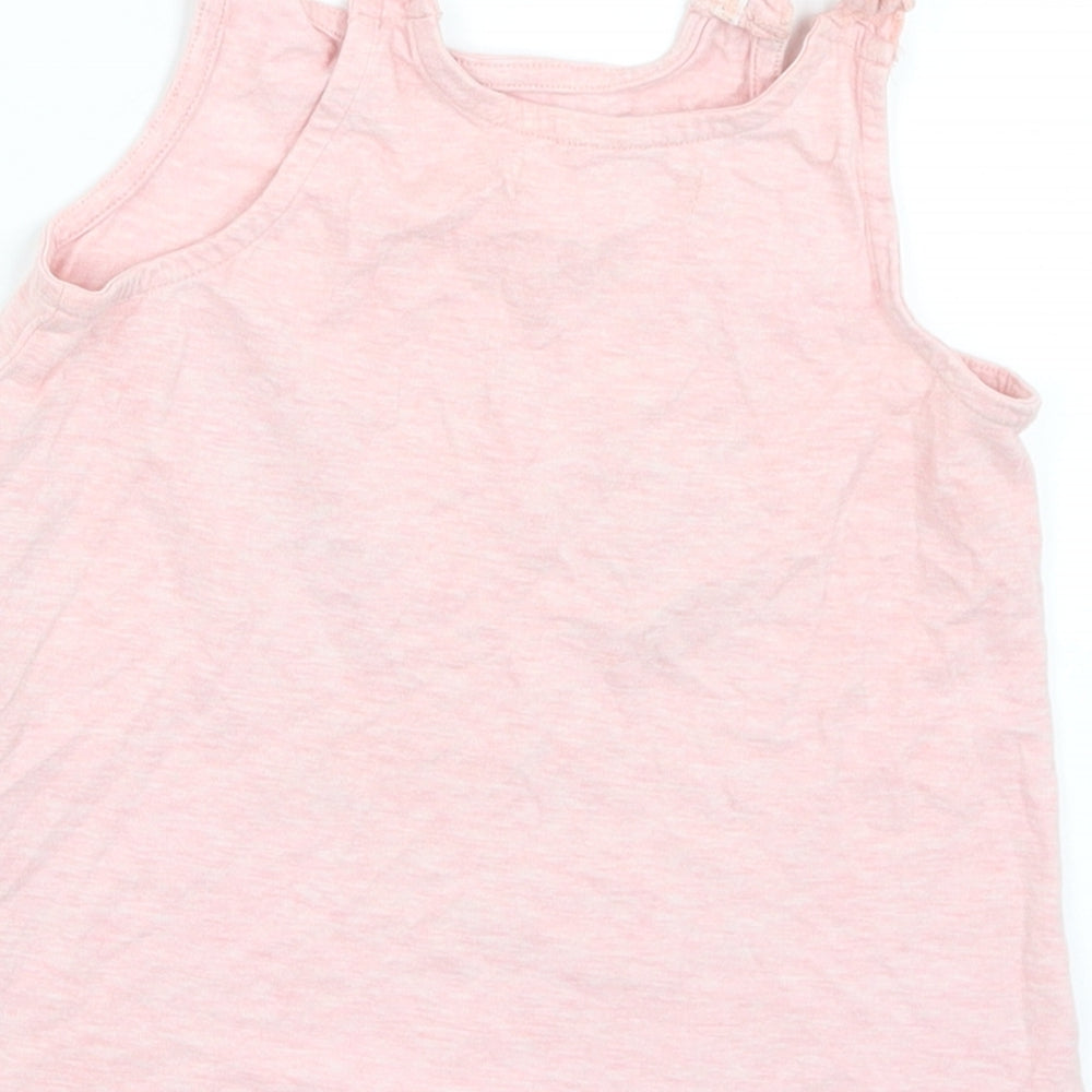 Marks and Spencer Girls Pink  Cotton Camisole Tank Size 6-7 Years Round Neck  - Banana