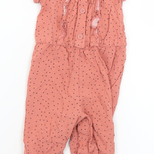 Primark  Orange Polka Dot Viscose Jumpsuit Outfit/Set Size 6-9 Months  Button