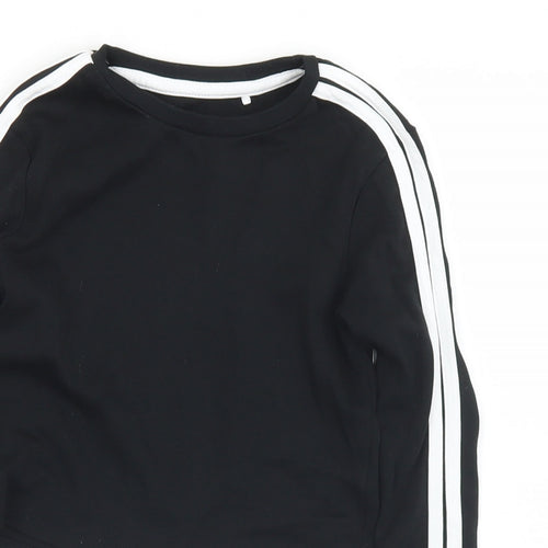 George Girls Black  Cotton Pullover Sweatshirt Size 7-8 Years   - Cropped
