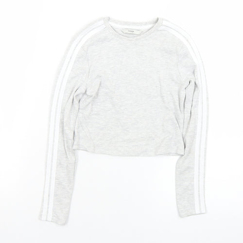 George Girls Grey  Cotton Cropped T-Shirt Size 7-8 Years Crew Neck