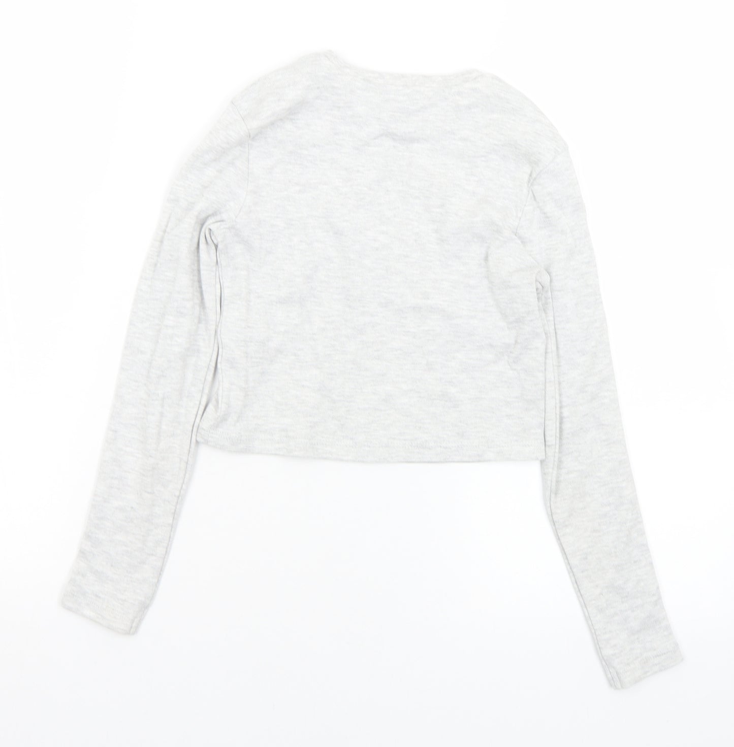 George Girls Grey  Cotton Cropped T-Shirt Size 7-8 Years Crew Neck
