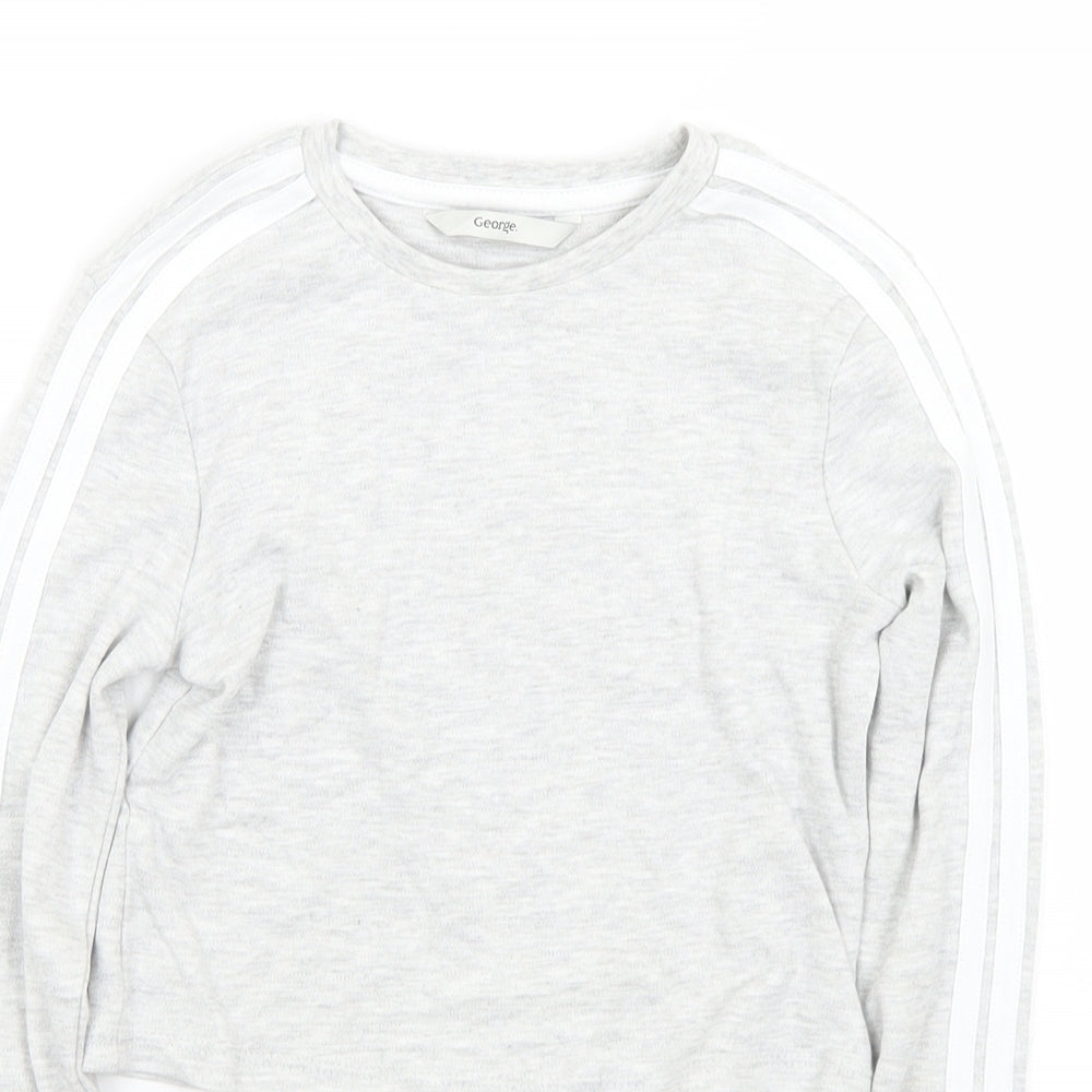 George Girls Grey  Cotton Cropped T-Shirt Size 7-8 Years Crew Neck
